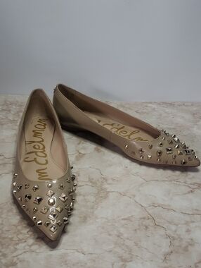 Sam Edelman Nude Studded Pointed Toe Flats 9.5